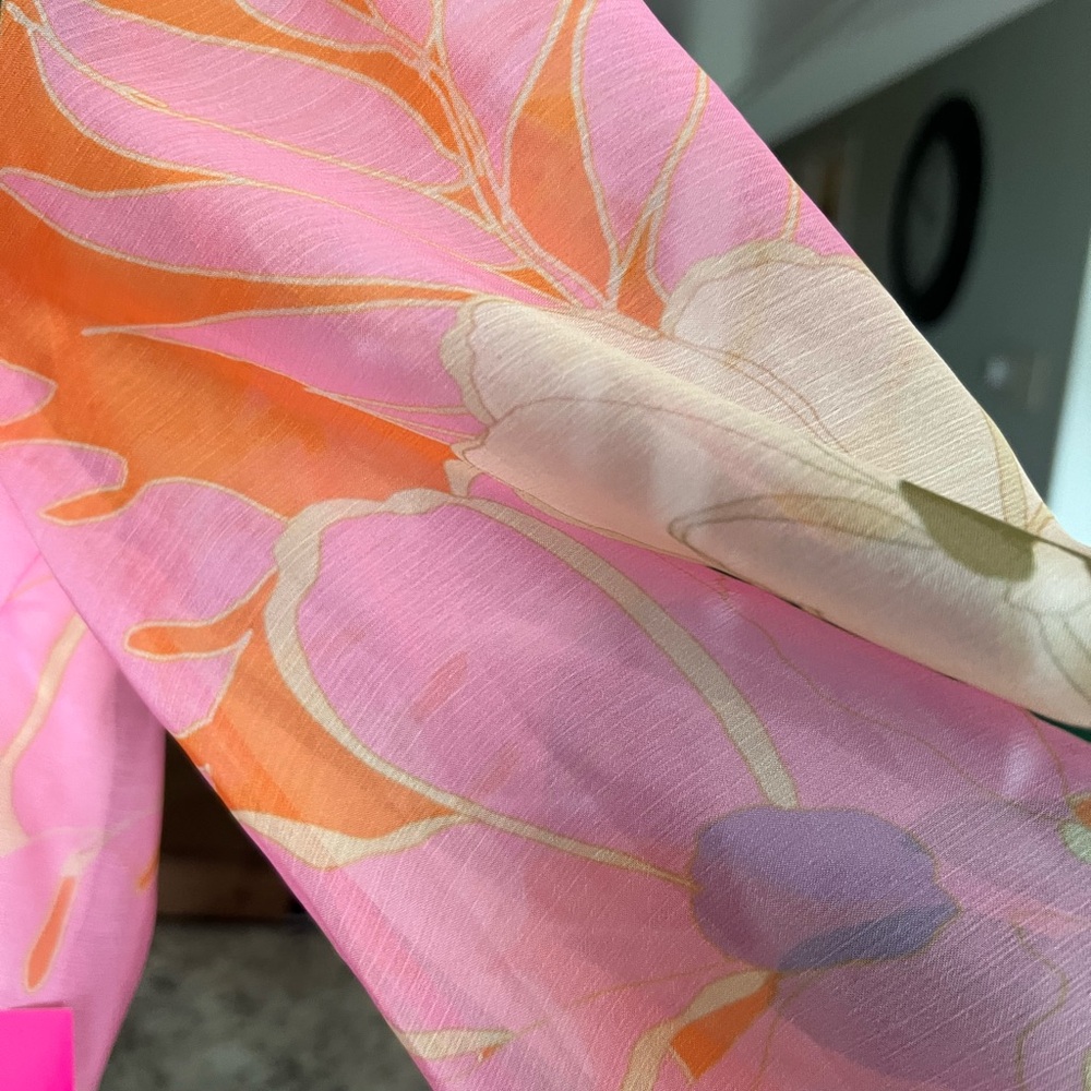 Floral Twist Front Chiffon Dress - Pink & Orange - Picture 5 of 5